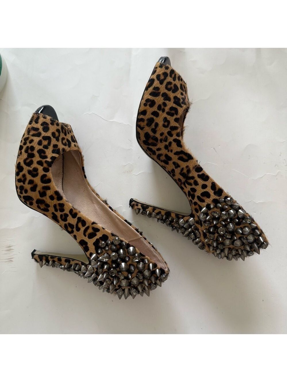 Leopard Print Stilettos Spiked high heels open toe 
Women’s 9 USA Party Wedding - Picture 3 of 16